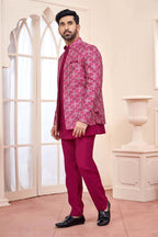 Royal Dark Pink Jodhpuri Set With Embroidered Jacket