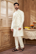 White Mirror Work Kurta Set