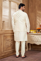 White Mirror Work Kurta Set