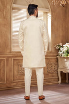 Cream Colour Floral Embriodery Indo- Western Set