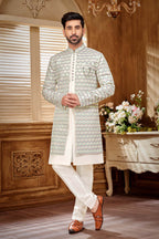 Indo-Western Kurta Set With Purple & Green Embroidery