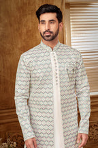 Indo-Western Kurta Set With Purple & Green Embroidery