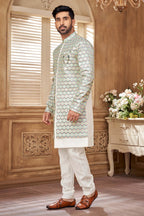 Indo-Western Kurta Set With Purple & Green Embroidery
