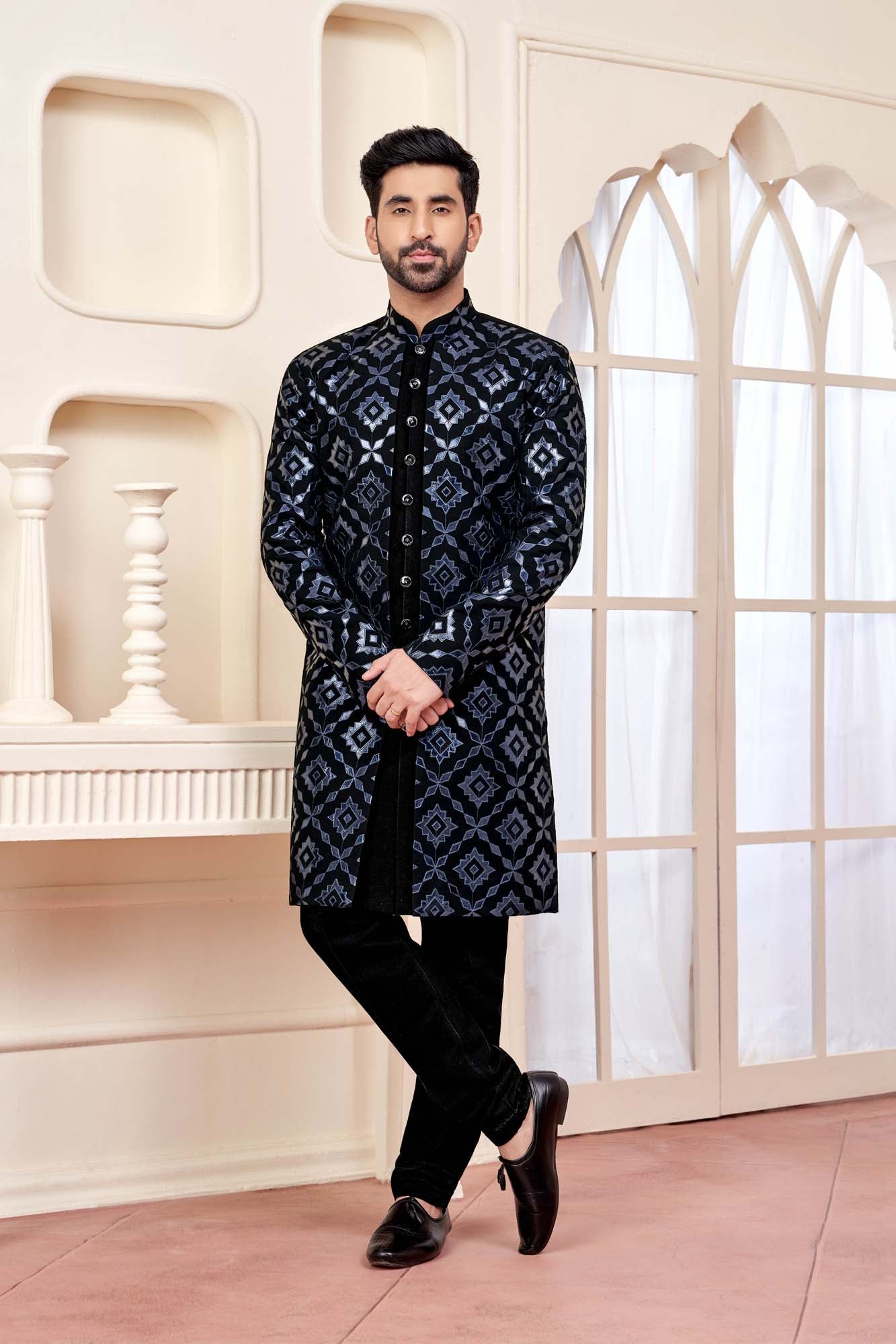 Black Indo-Western Outfit With Striking  Mirror Work