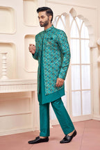 Emerald Green Indo-Western Outfit With Gold Embroidered Jacket