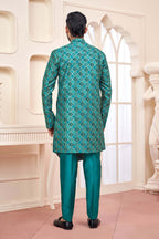 Emerald Green Indo-Western Outfit With Gold Embroidered Jacket