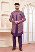 Dark Purple Indo-Western Outfit With Intricate Embroidery