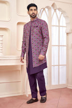 Dark Purple Indo-Western Outfit With Intricate Embroidery