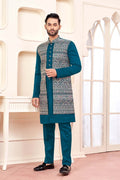 Teal Green Indo-Western Outfit With Unique Tribal Design