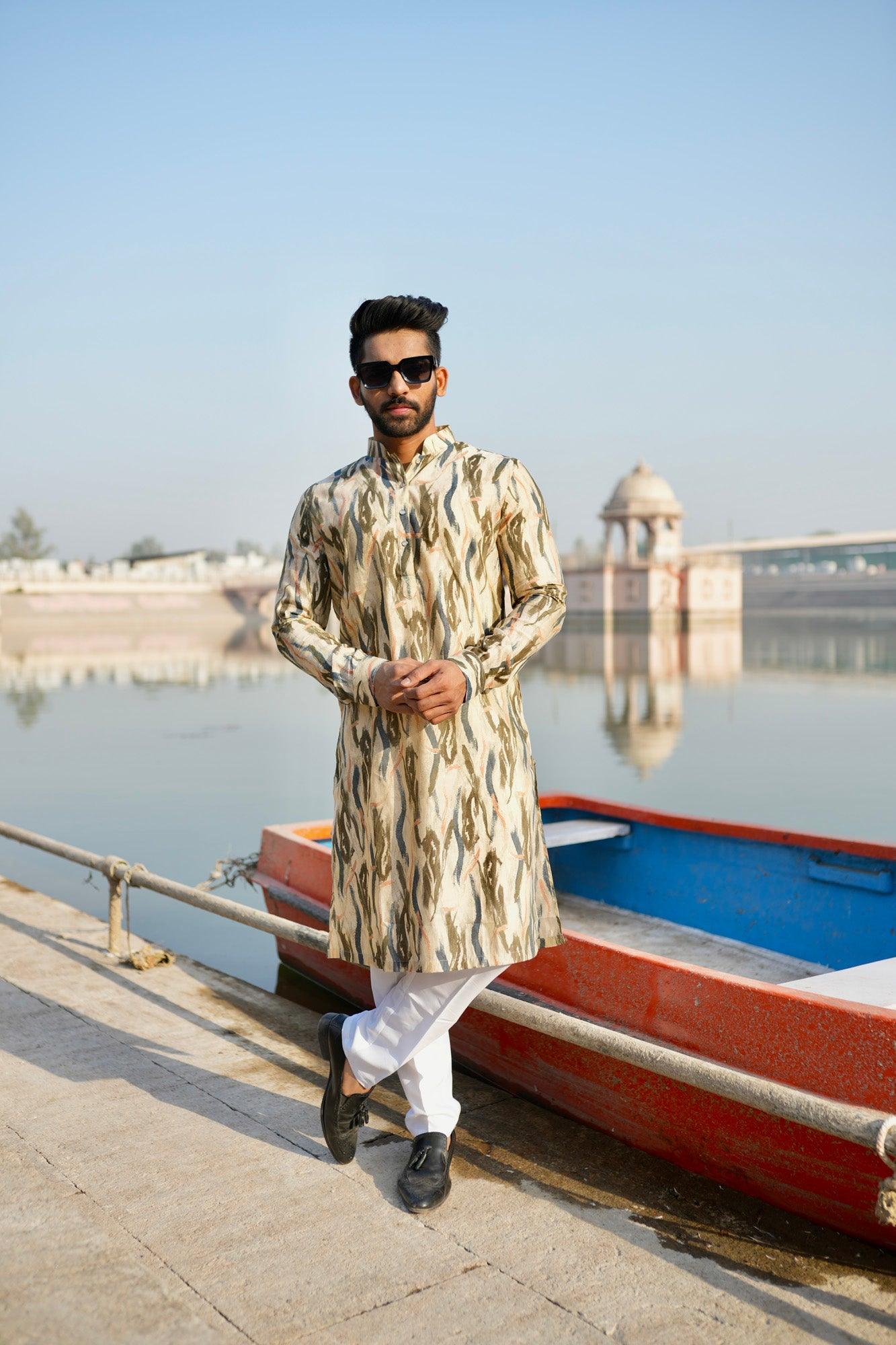 Organic Fabric Printed Kurta 11057-B