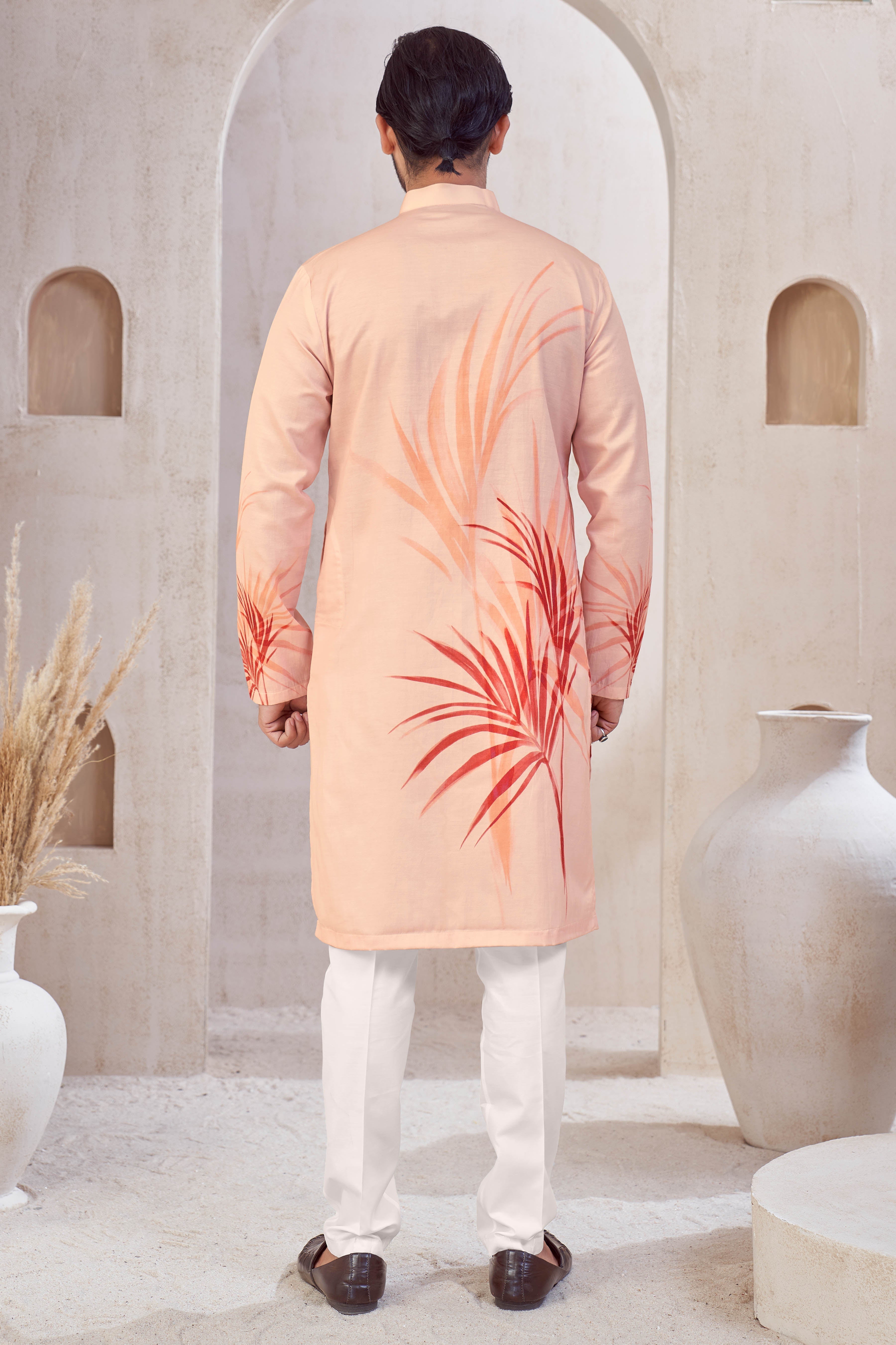 Peach Printed Kurta Look