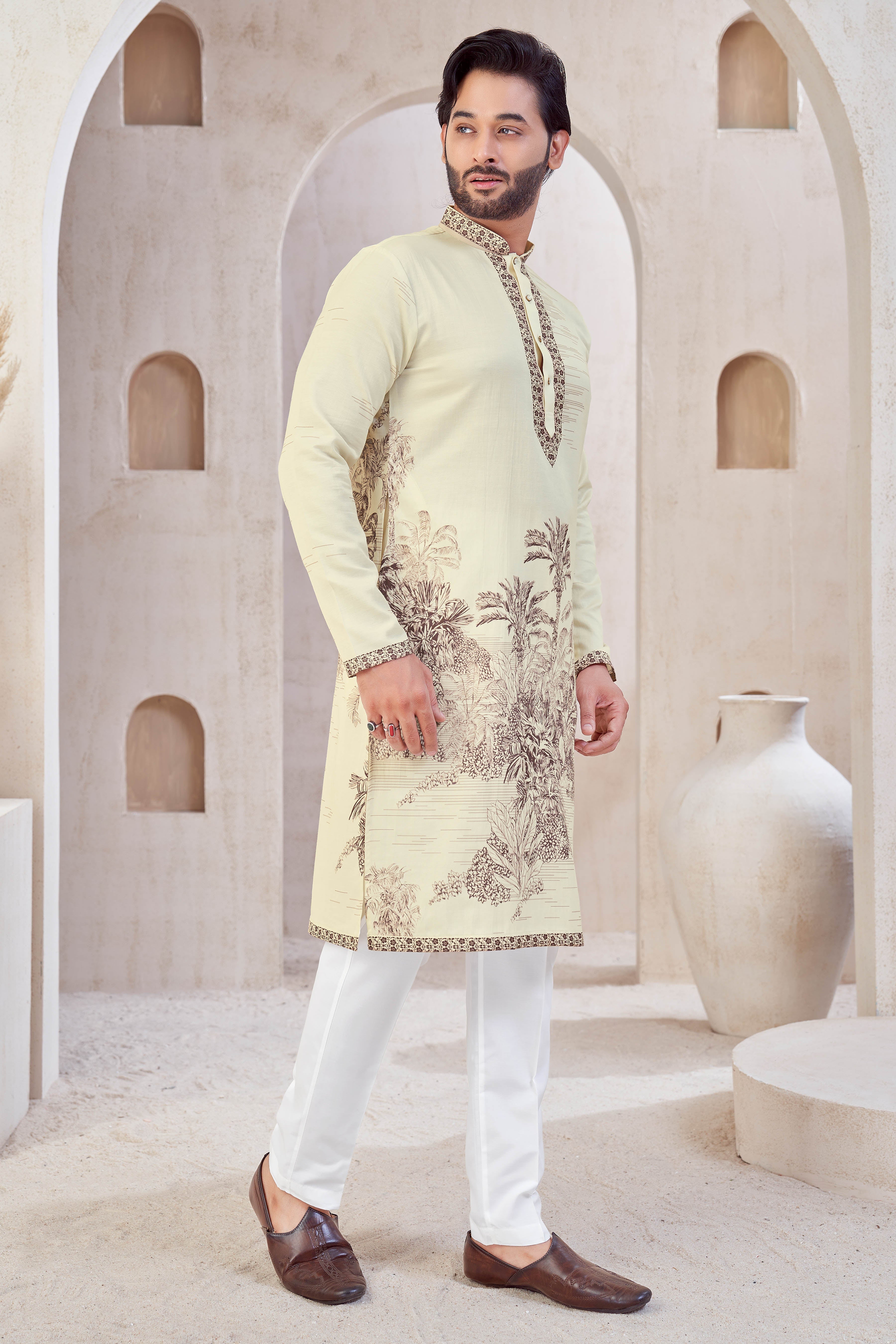 Vintage Meadow Ivory Kurta
