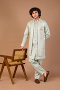 Men’s Stylish Light Green Indo-western in Silk for Wedding Look