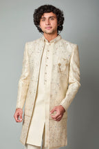 Cream Raw Silk Indo Western for Men – Engagement Wear