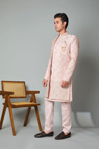 Wedding and Sangeet Wear Embroidered Indo-western in Light Pink