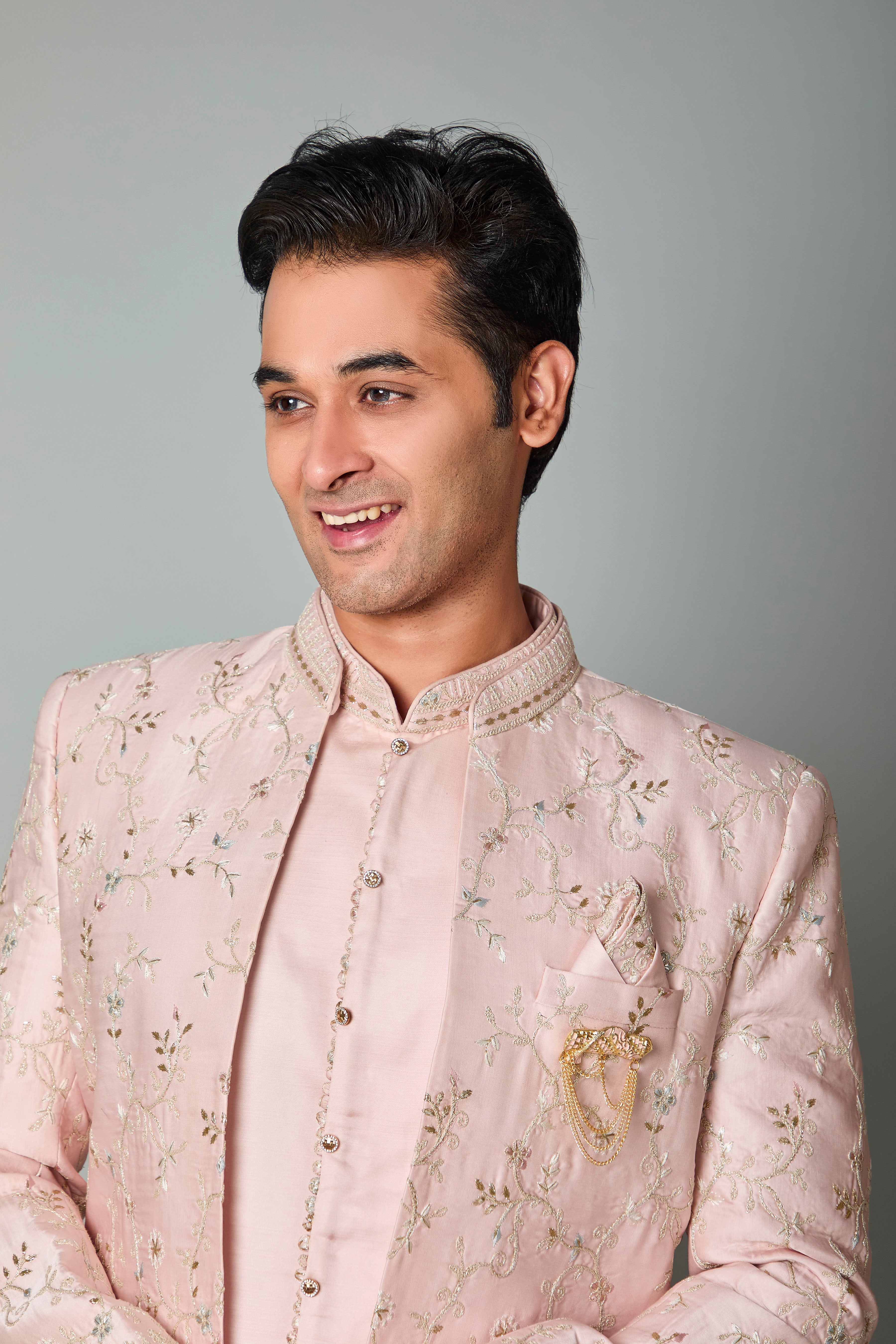 Wedding and Sangeet Wear Embroidered Indo-western in Light Pink