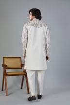 Raw Silk Off-white Men's Indo-western for Wedding and Engagement