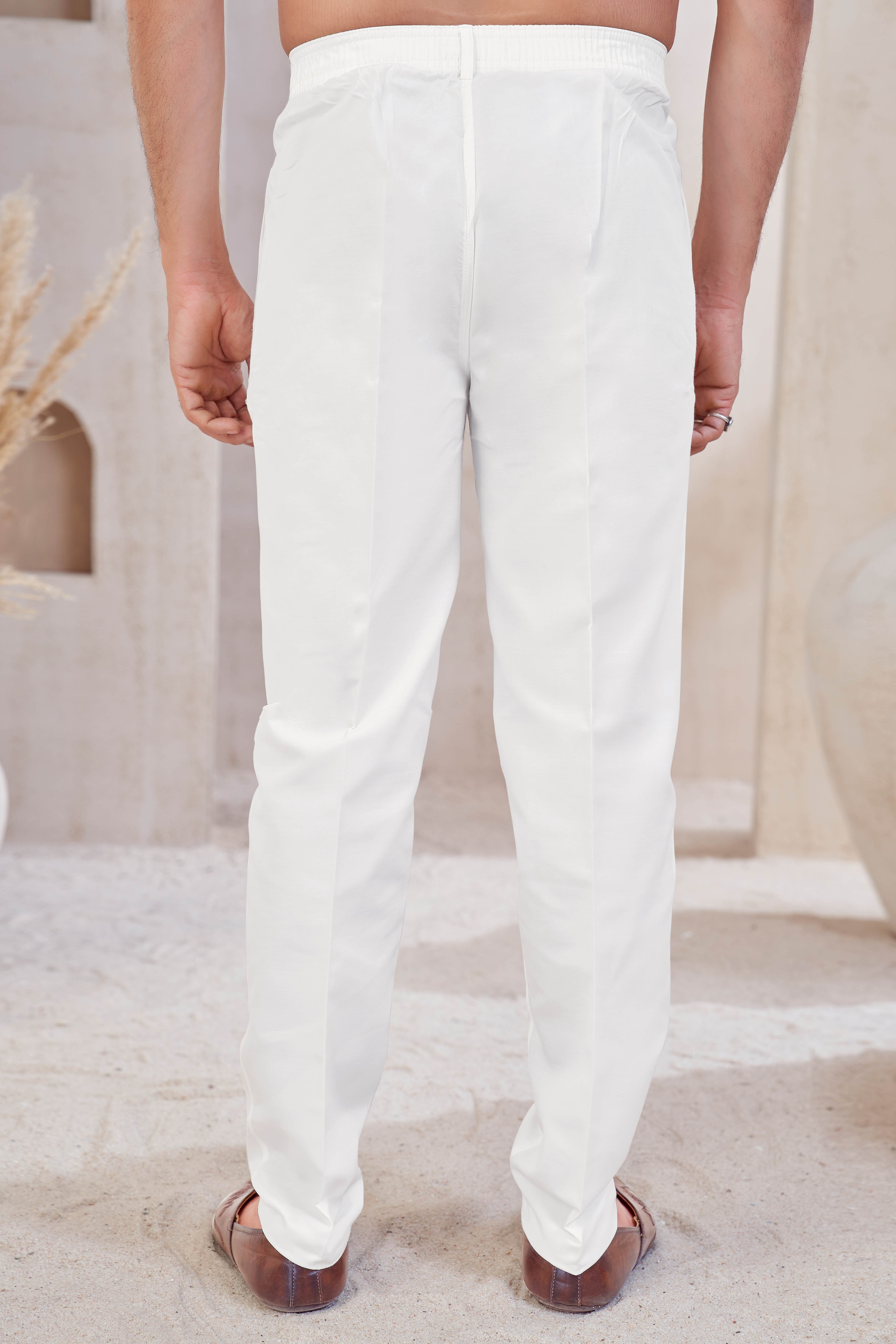 Classic Cream Straight-Cut Trouser Pants