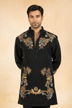 Premium black kurta with embroidery for festive wear