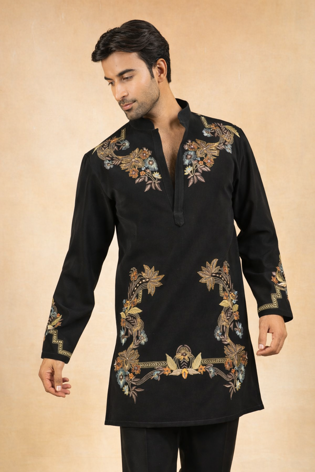 Black embroidered kurta replica worn on The Great Indian Kapil Show