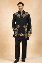 Celebrity style black kurta inspired by Kapil Sharma